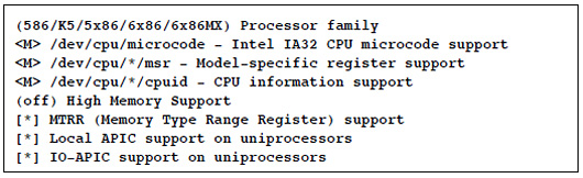 図6●Processor type and featuresに関する設定
