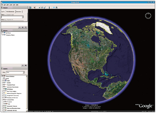 写真1●全世界の衛星写真を表示できる「Google Earth」