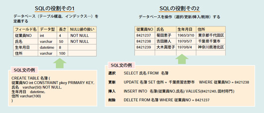 図3●SQLの二つの役割（SQL文はAccess+MSDE利用時）