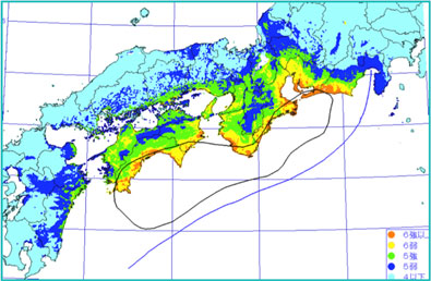 東南海・南海地震　震度分布