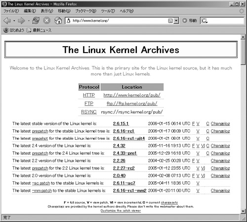 写真1●「The Linux Kernel Archives」のサイト