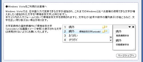 写真1●Windows Vistaユーザーに対する注意書きの例