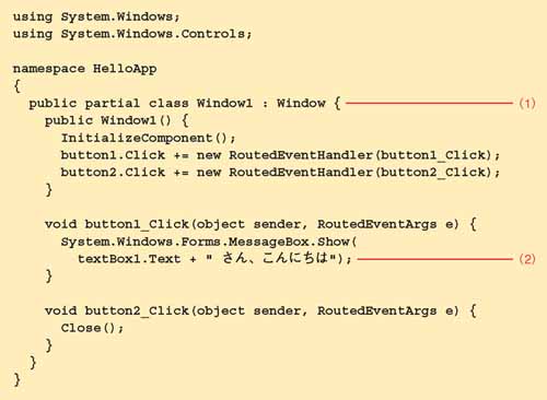 リスト2●図3のアプリケーションのロジックを実装したC#のコード