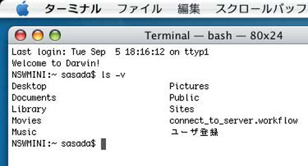 図2●lsコマンドに「-v」オプションを付ければ日本語のファイル名を正しく表示できる（初期設定の場合）
