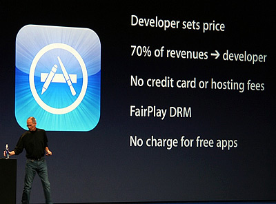 写真3●WWDC 2008で紹介されたアプリケーション販売サービス「App Store」