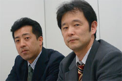 バックアップ・センター構築に携わった大阪証券取引所の吉海浩司氏（左）と 竹本博一氏（右）