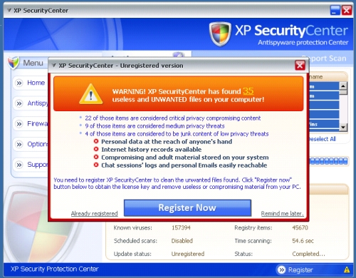 図4　“XP Security Center”の画面