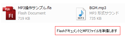 図2●FlashドキュメントとMP3ファイル