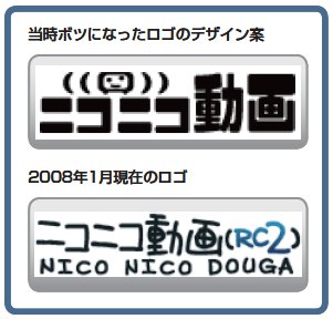 図1●ニコニコ動画のロゴでボツになったデザインと，現在のロゴのデザイン。「肩のチカラが抜けた感じ」がポイント