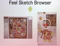 写真2●Feel Sketch Browserの概要。2次元バーコードを認識し、手書きの画像を再現、カメラ画像の上にオーバレイ表示する