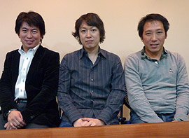 FIXER 松岡清一氏（左）、日本マイクロソフト 砂金信一郎氏（中央）、バスキュール号 田中謙一郎氏（右）