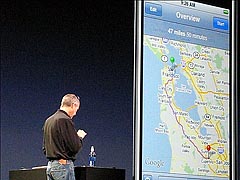 写真1●現在位置からApple本社までの道順が示されたiPhoneの画面