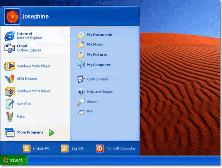 Windows XPのスタート画面