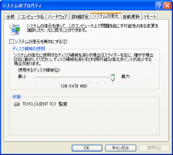 図1●Windows XPの新機能「システムの復元」のプロパティ