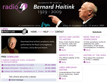 radio4の指揮者ベルナルト・ハイティンク生誕80周年を記念特設ページ