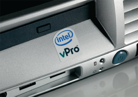 図1　インテルの「vProテクノロジー」を搭載したパソコンには、その証となるロゴが書かれたシールが貼られる