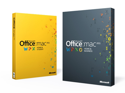 「Office for Mac 2011」のパッケージ。左が「Home and Student」エディション、右が「Home and Business」エディション。