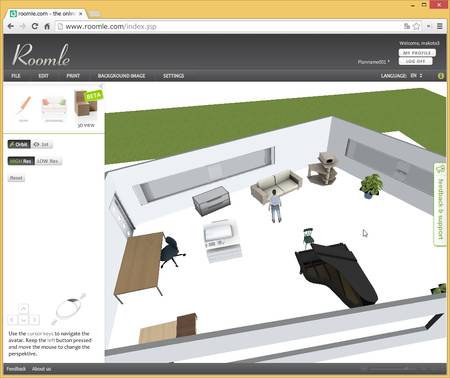 デザインした部屋を3Dで確認することもできる。