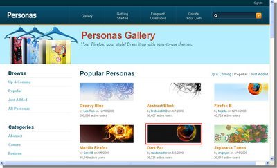 図3　Webブラウザーに「Personas Gallery」が表示されるので、好きなテーマを選んでクリックしてみる