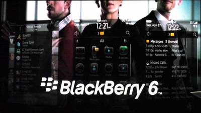 BlackBerryの新しいオペレーティングシステムである「BlackBerry 6」。紹介はビデオのみだったが、デザインなどがかなり変わっていた。