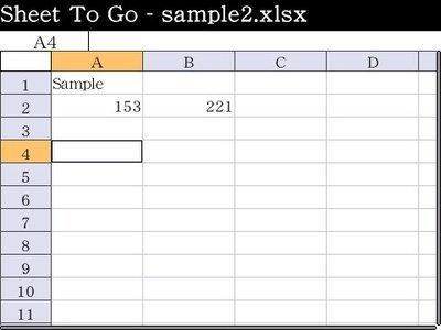 Sheet To Goの画面。Excelのブックファイルを表示、編集できる。Standard版では、グラフの表示などができない。